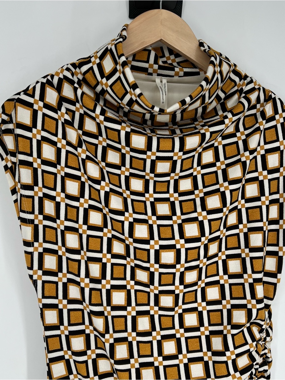 NEW Anthropologie Maya Ruched Cowl-Neck Dress Midi Printed Mini Edition Retro - Picture 4 of 11